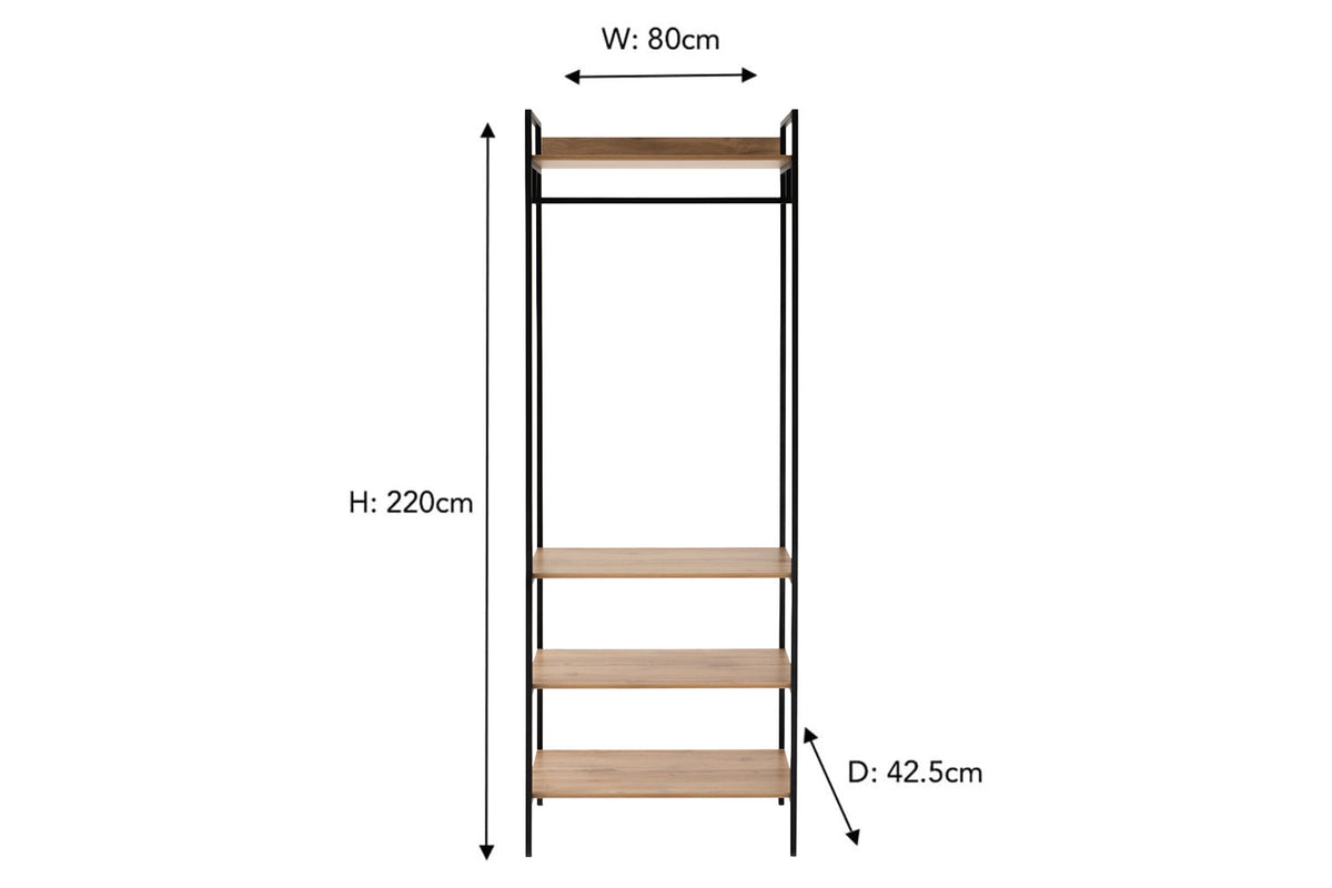 Zion Open Wardrobe | Oak Effect-3
