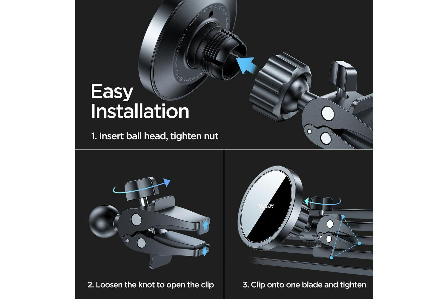 Joyroom Air Vent JR-ZS240 Magnetic Wireless Car Charge Holder-10