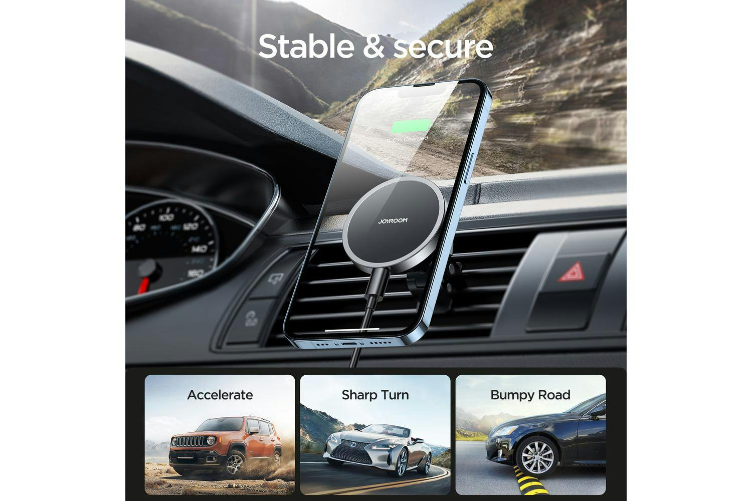 Joyroom Air Vent JR-ZS240 Magnetic Wireless Car Charge Holder-3