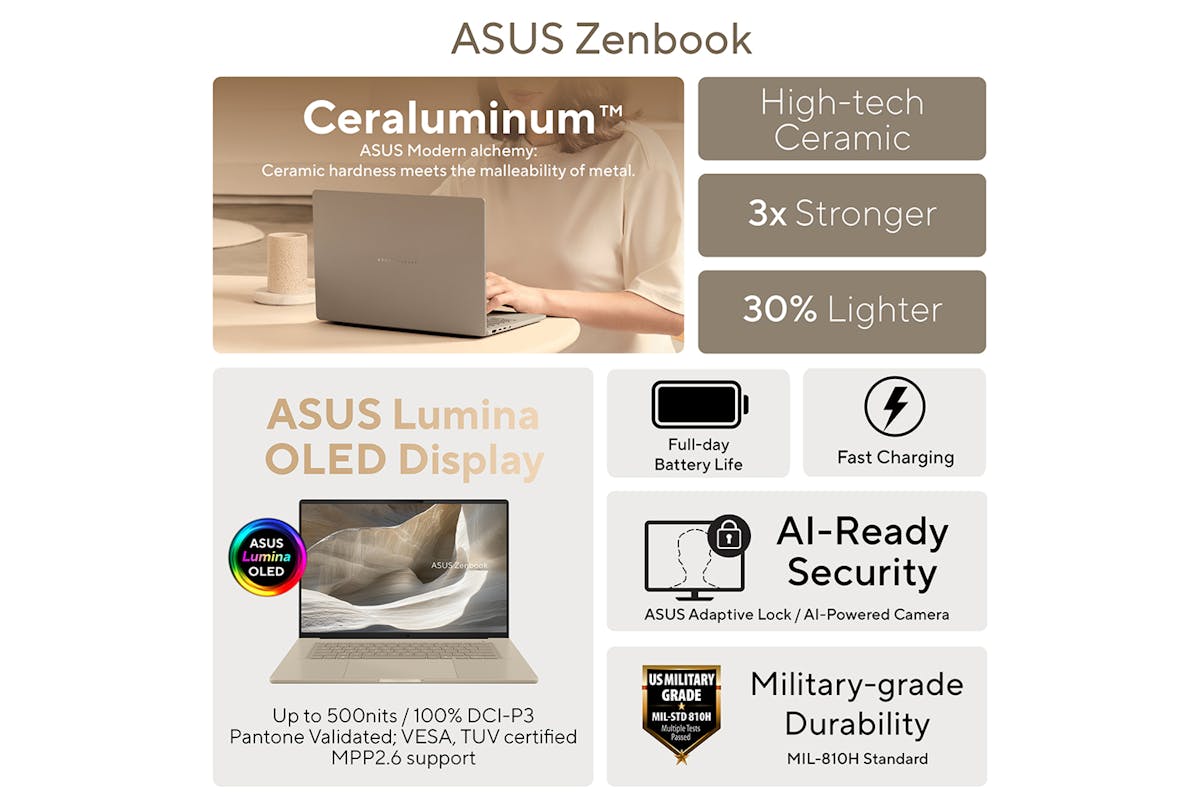 ASUS Zenbook A16 UX3607QA 16" Snapdragon X2 Elite | Copilot+ PC | 16GB | 512GB | Beige-13
