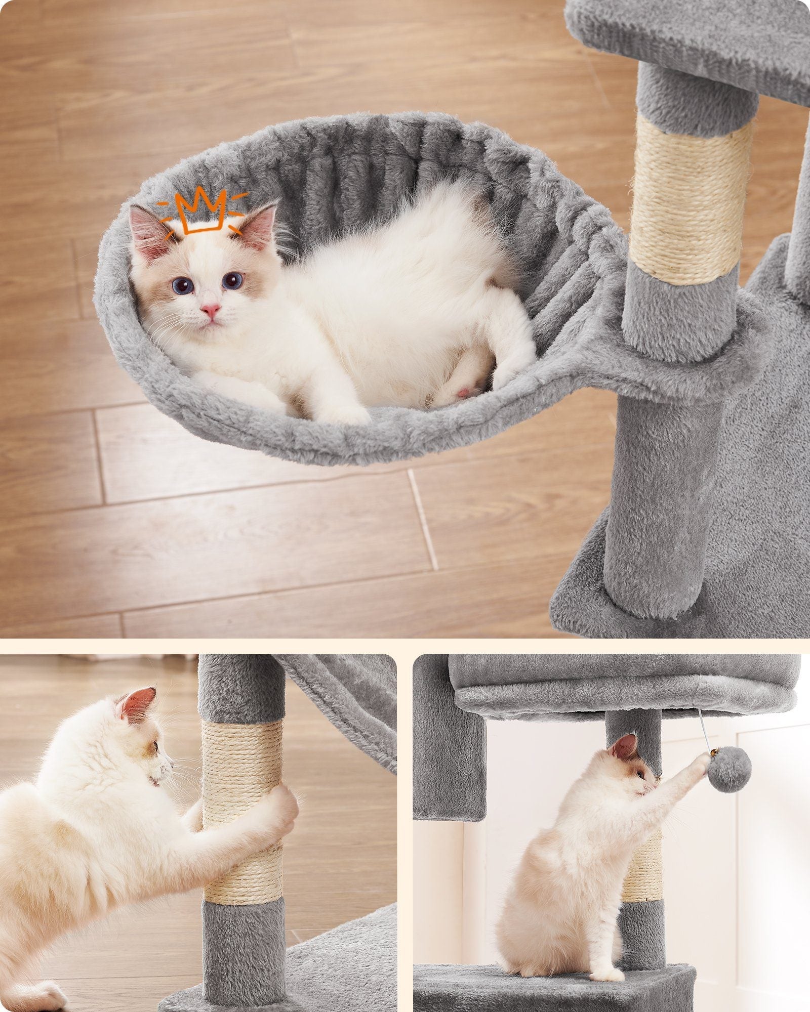 Feandrea PCT196W01 Scratching Post with Removable Covers | Light Gray-5