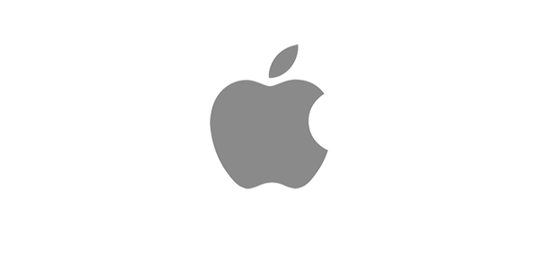 Gray Apple logo on a white background