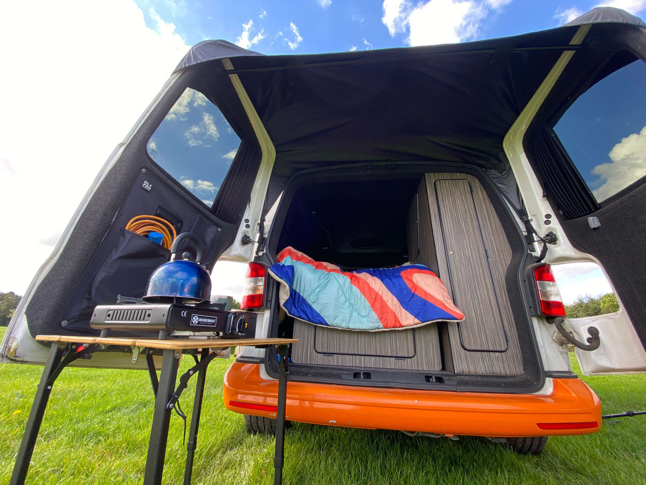 Barn Door Campervan Canopy For Vw T5 T6 | Camping Awning | With Telescopic Pole | Waterproof-4