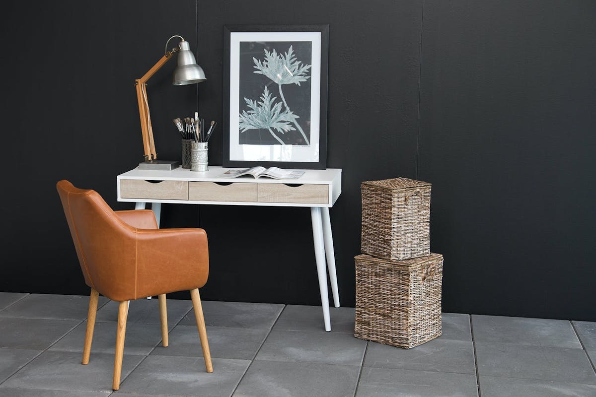 Bea Desk | White | Black Legs-2