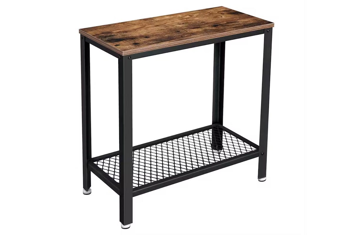 Vasagle Side Bedside Table with Mesh Shelf | Rustic Brown [Ex-Display - DC250587-000122]