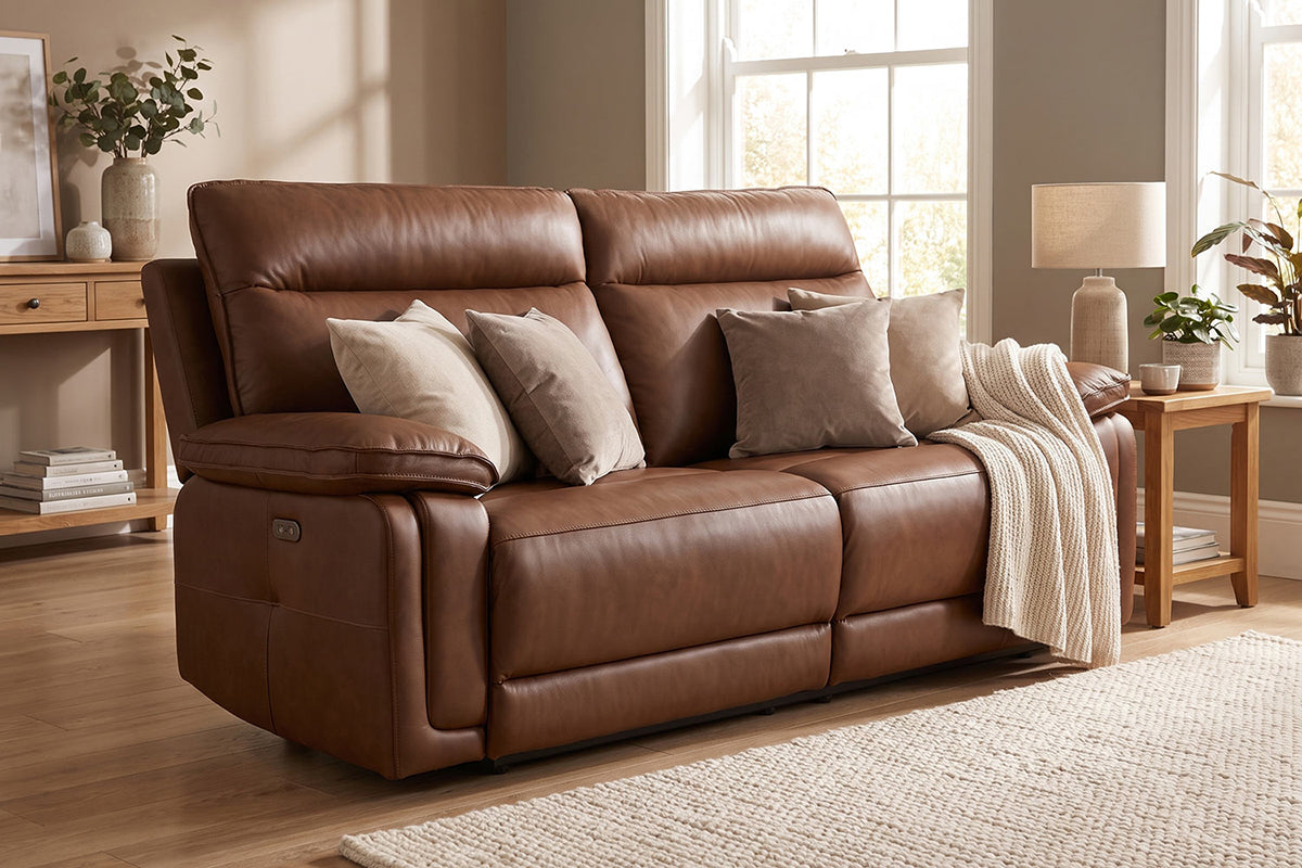Cadenza 2 Seater Sofa | Power Recliner | Leather | Tan-2