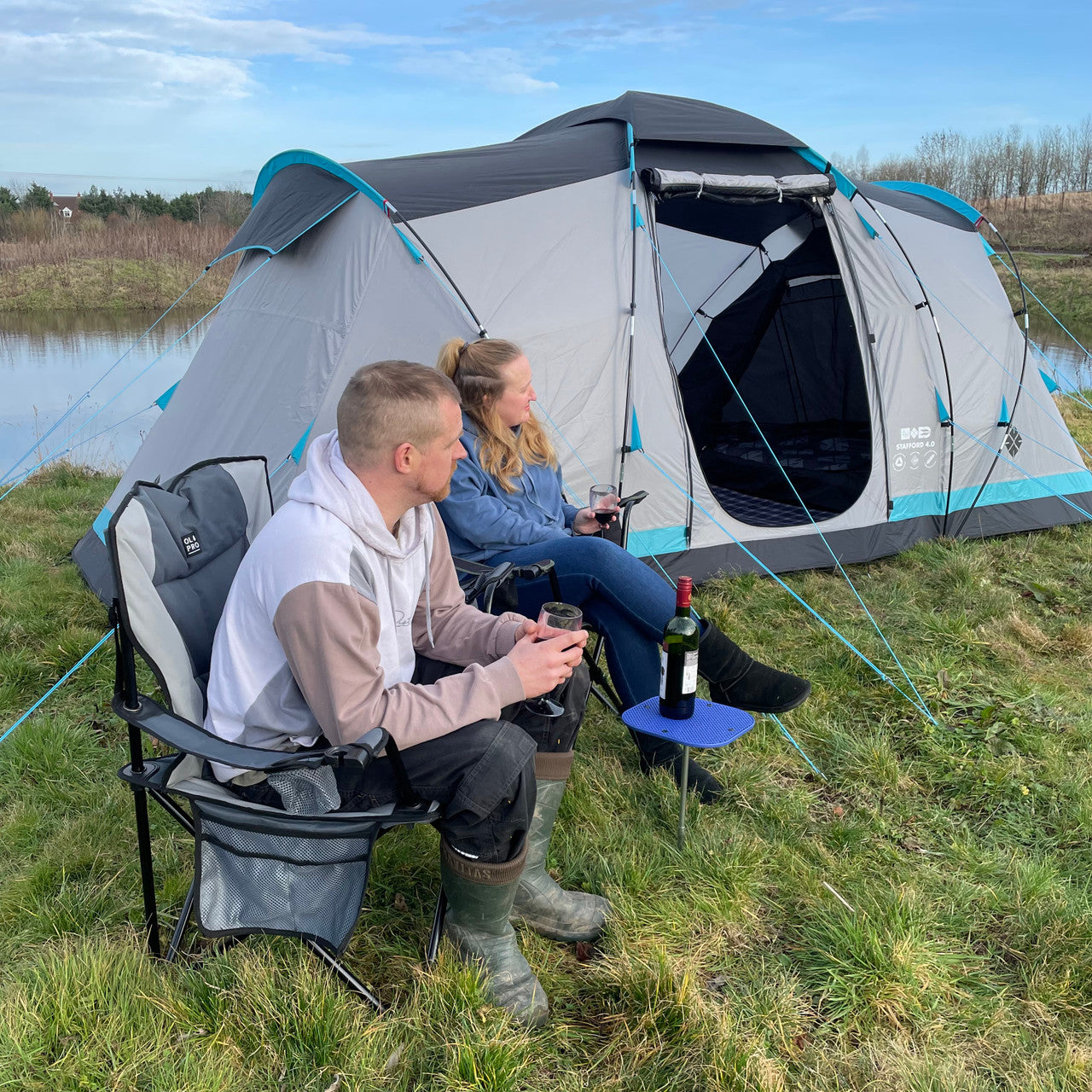 Olpro Camping Spike Stick Table | Portable Camping Furniture | Steel And Pp Material-2