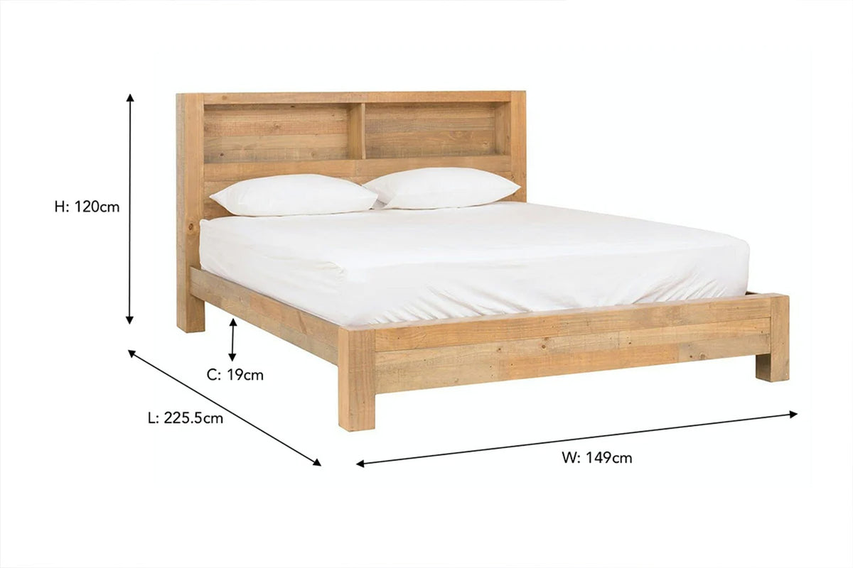 Coolmore Storage Headboard Bed Frame | Double | 4ft6 | Natural-3