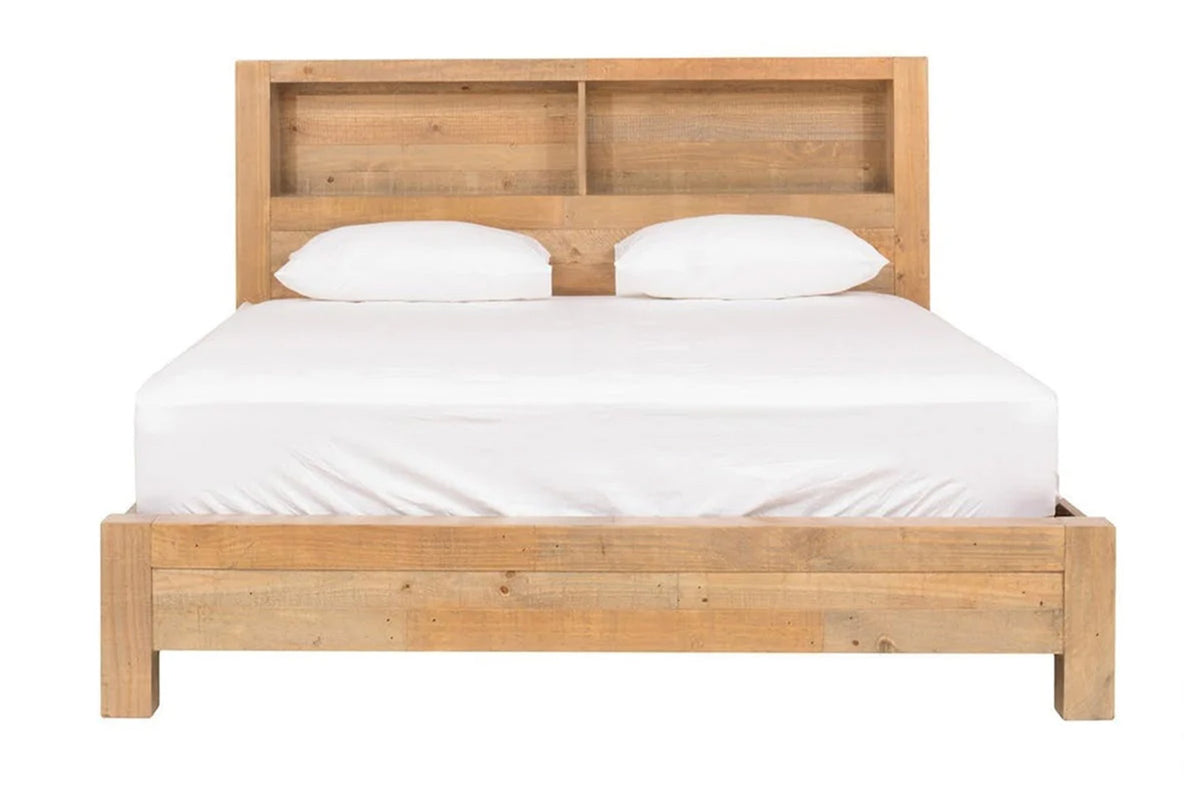 Coolmore Storage Headboard Bed Frame | Double | 4ft6 | Natural-2