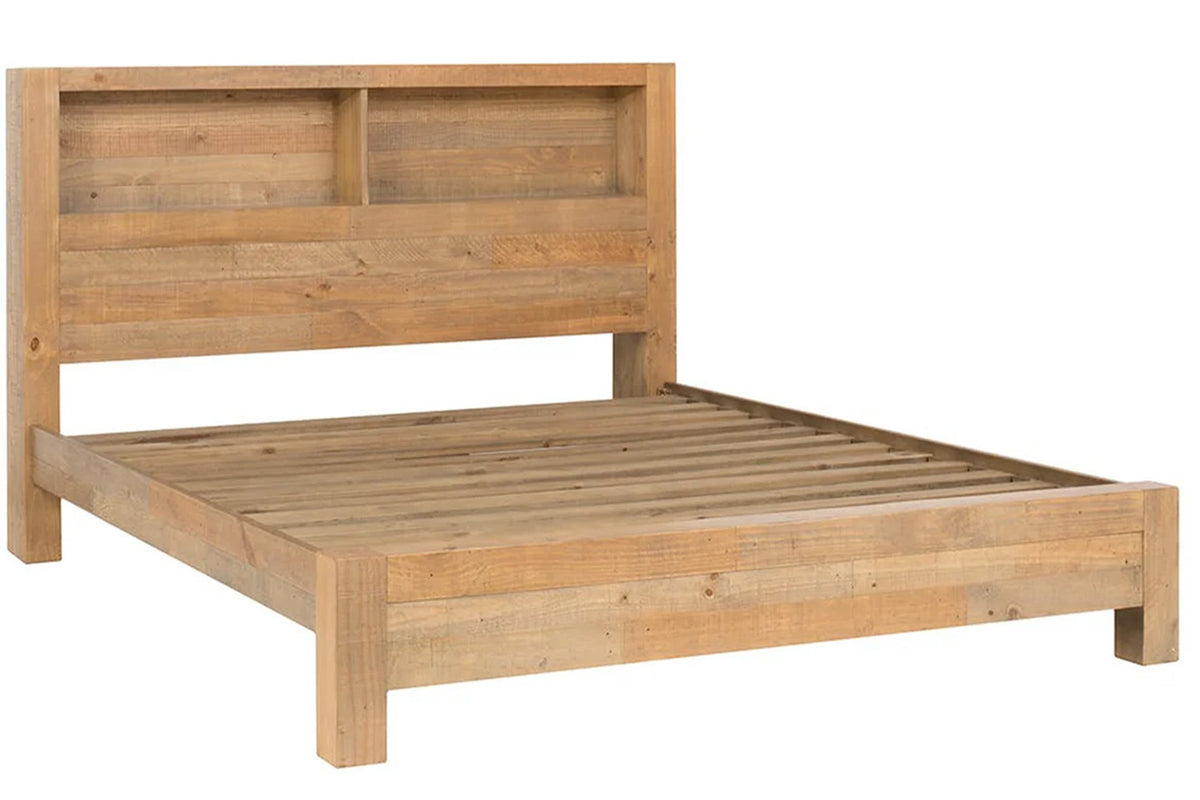 Coolmore Storage Headboard Bed Frame | Double | 4ft6 | Natural-5