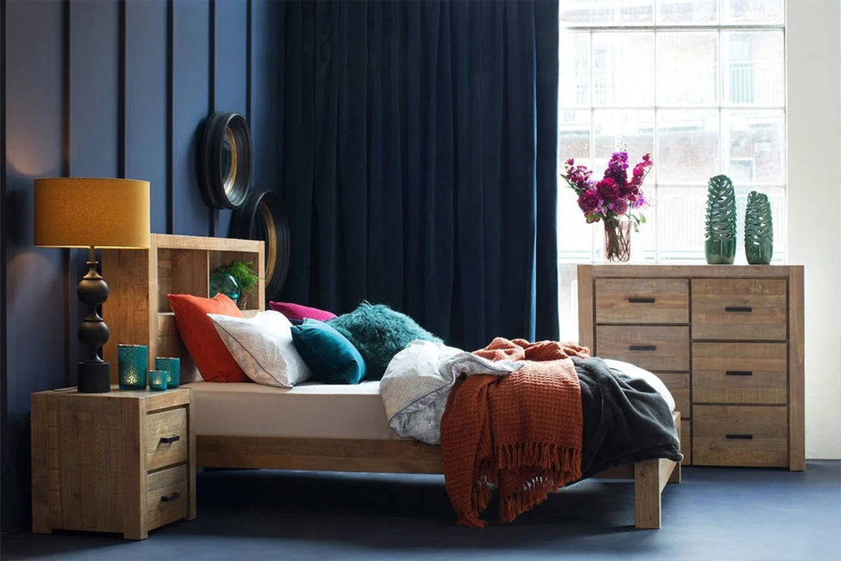 Coolmore Storage Headboard Bed Frame | Double | 4ft6 | Natural-8