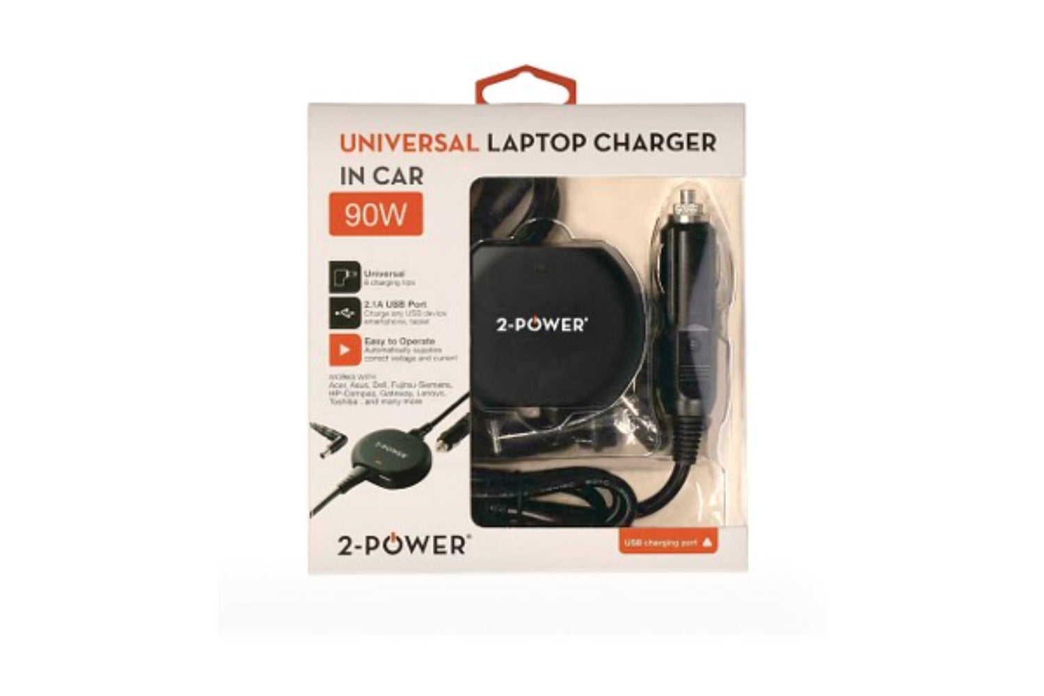 2-Power CUC5092A Universal 90W Laptop in Car Charger