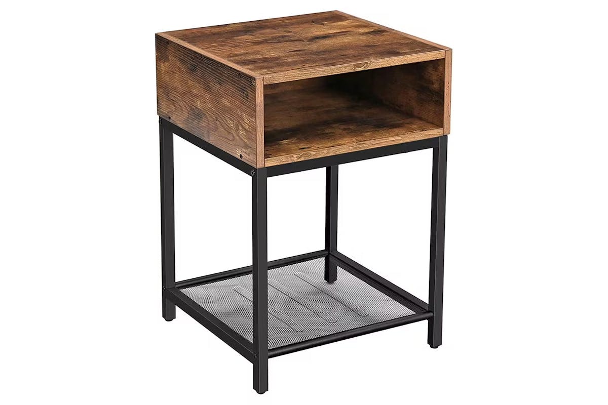 Vasagle Bedside Table with Open Compartment and Mesh Shelf | Vintage/Dark Brown [Ex-Display - DC250587-000125]