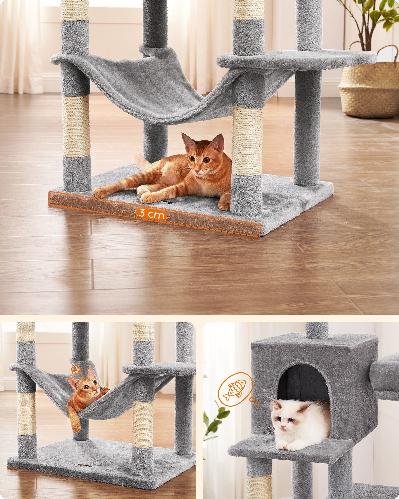 Feandrea PCT196W01 Scratching Post with Removable Covers | Light Gray-3