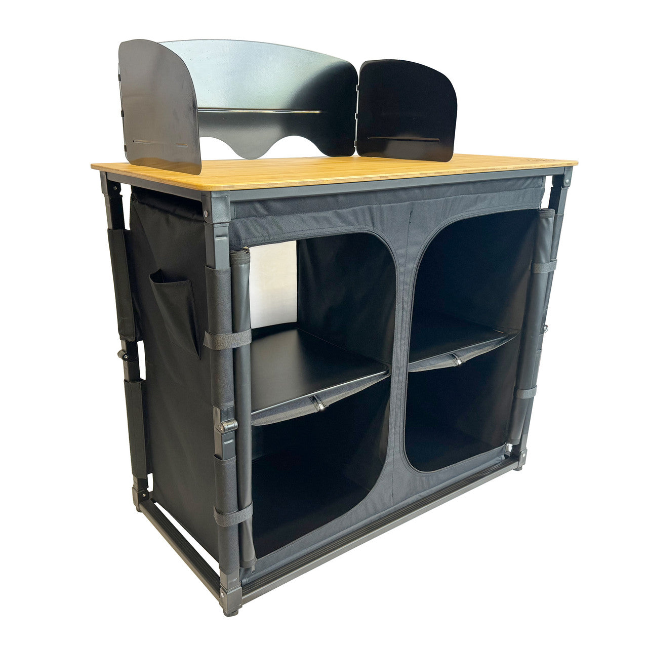 Deluxe Camp Kitchen With Double Cupboard | Bamboo Tabletop | 100 X 106.5 X 49cm
