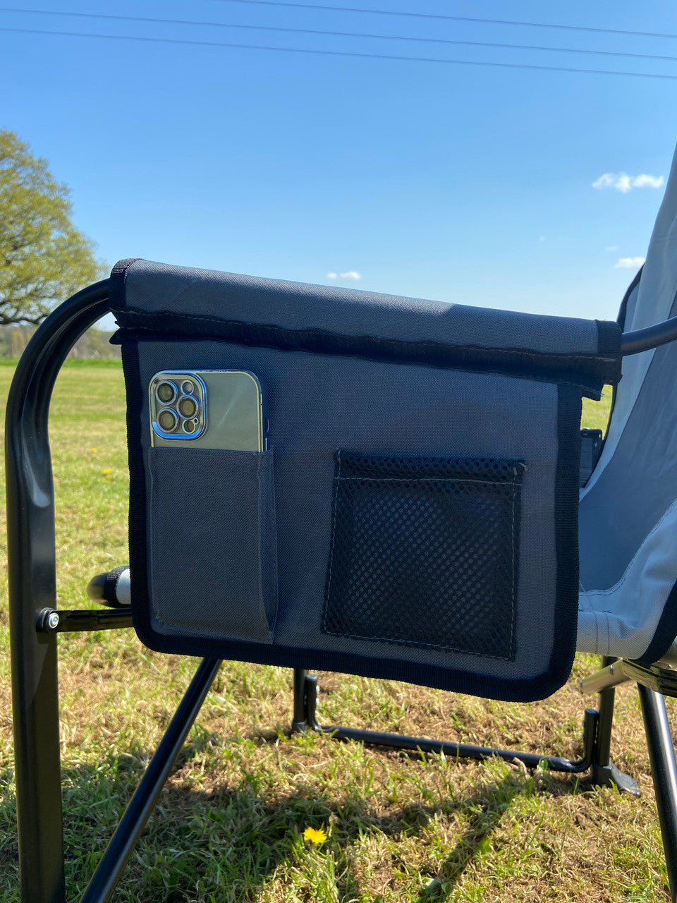 Directors Chair With Side Table | Camping Chairs | Grey Charcoal-2