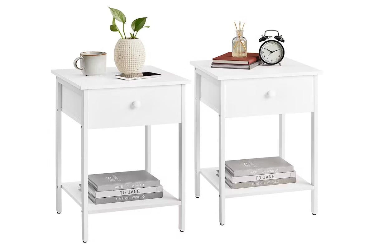 Vasagle Bedside Table with Drawer and Shelf | Matte White [Ex-Display - DC250587-000143]-2