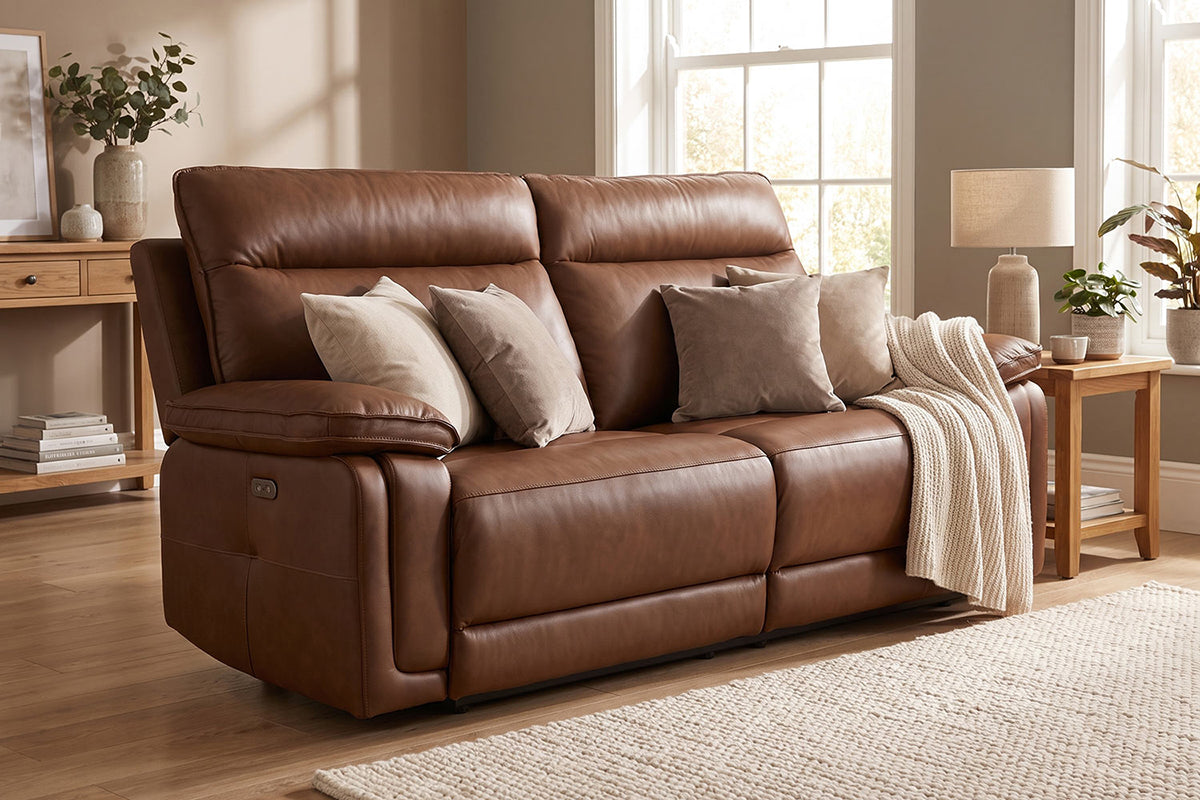 Cadenza 3 Seater Sofa | Power Recliner | Leather | Tan-2