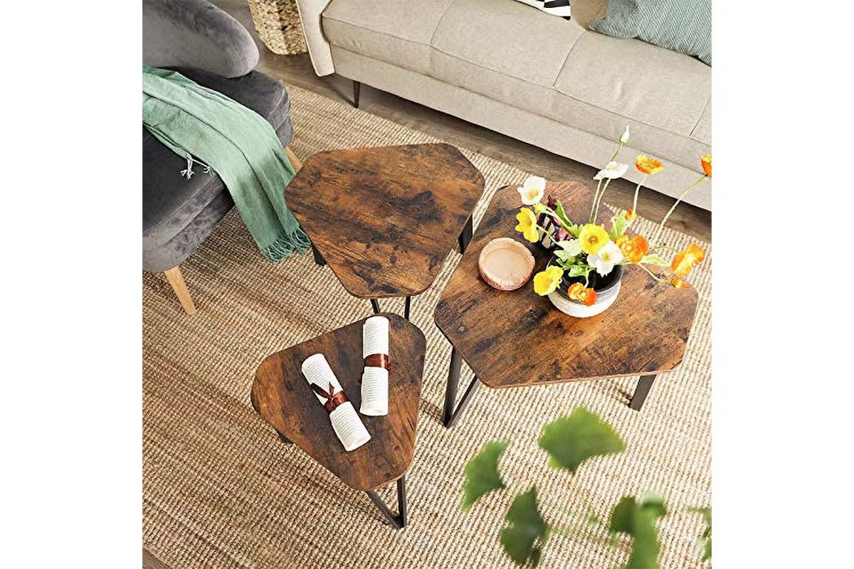 Vasagle Nesting Coffee Table | Set of 3 | Rustic Brown/Black [Ex-Display - DC250587-000128]-2