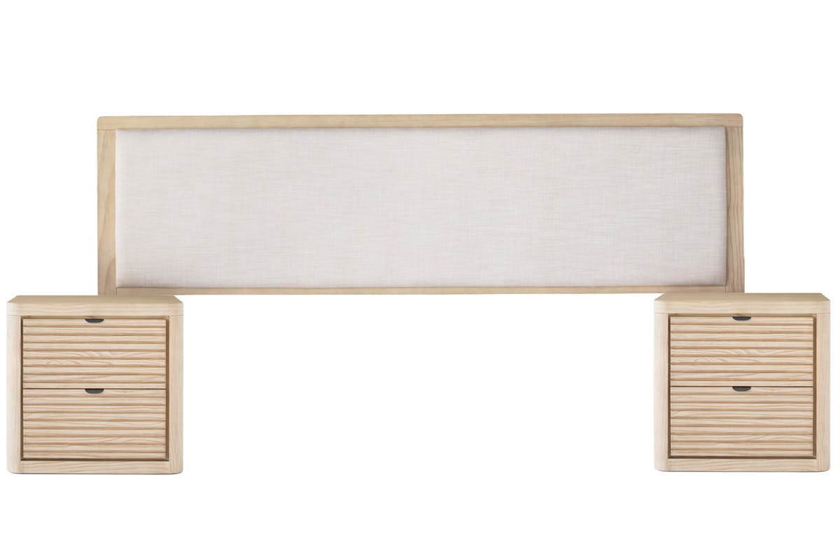 Albury Headboard with 2 Bedside Lockers | Adjustable Size | Oak Effect