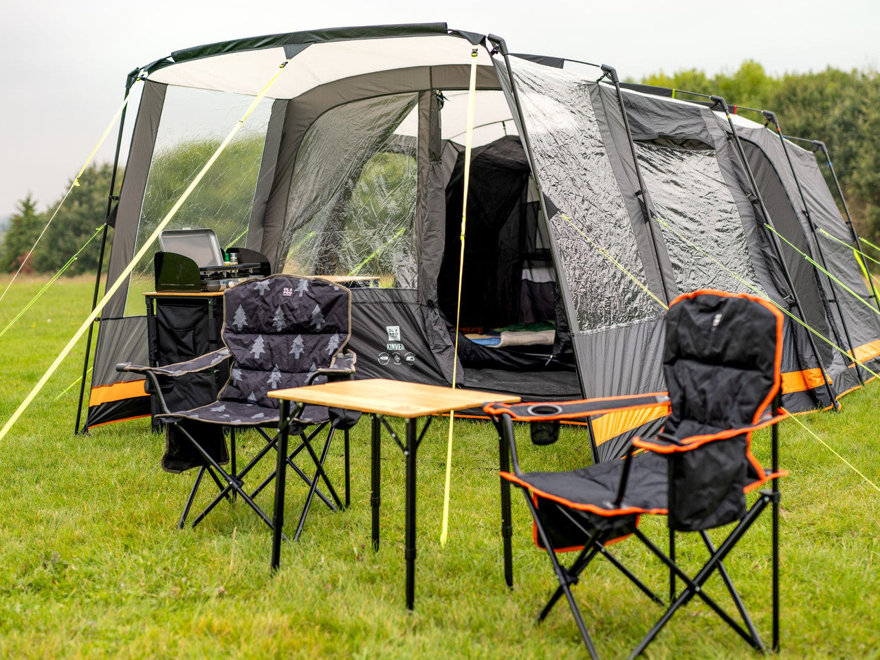 Henwick Padded Folding Camp Chair | Camping | Orange & Black | Standard Size-4