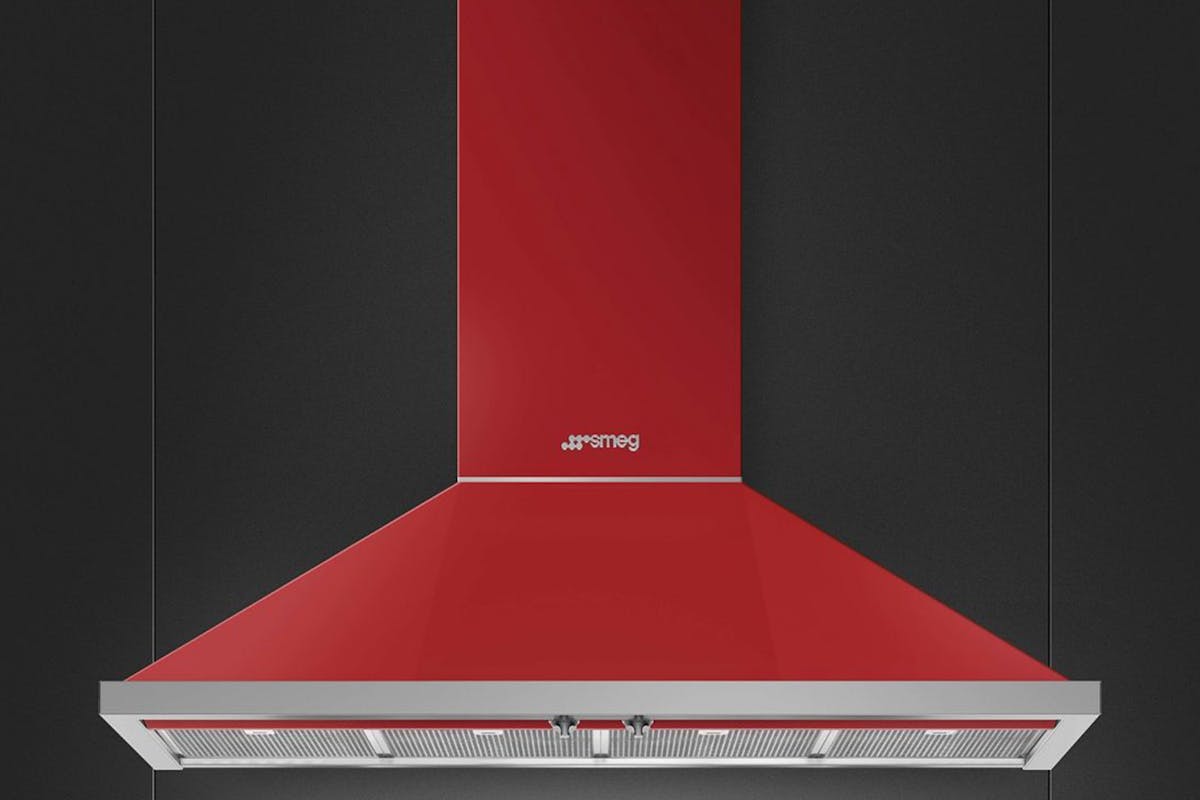 Smeg 120cm Portofino Chimney Cooker Hood | KPF12RD | Red-2