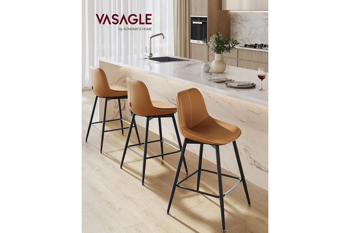 Vasagle Bar Stools | Set of 2 | Caramel Brown [Ex-Display - DC250587-000020]-2