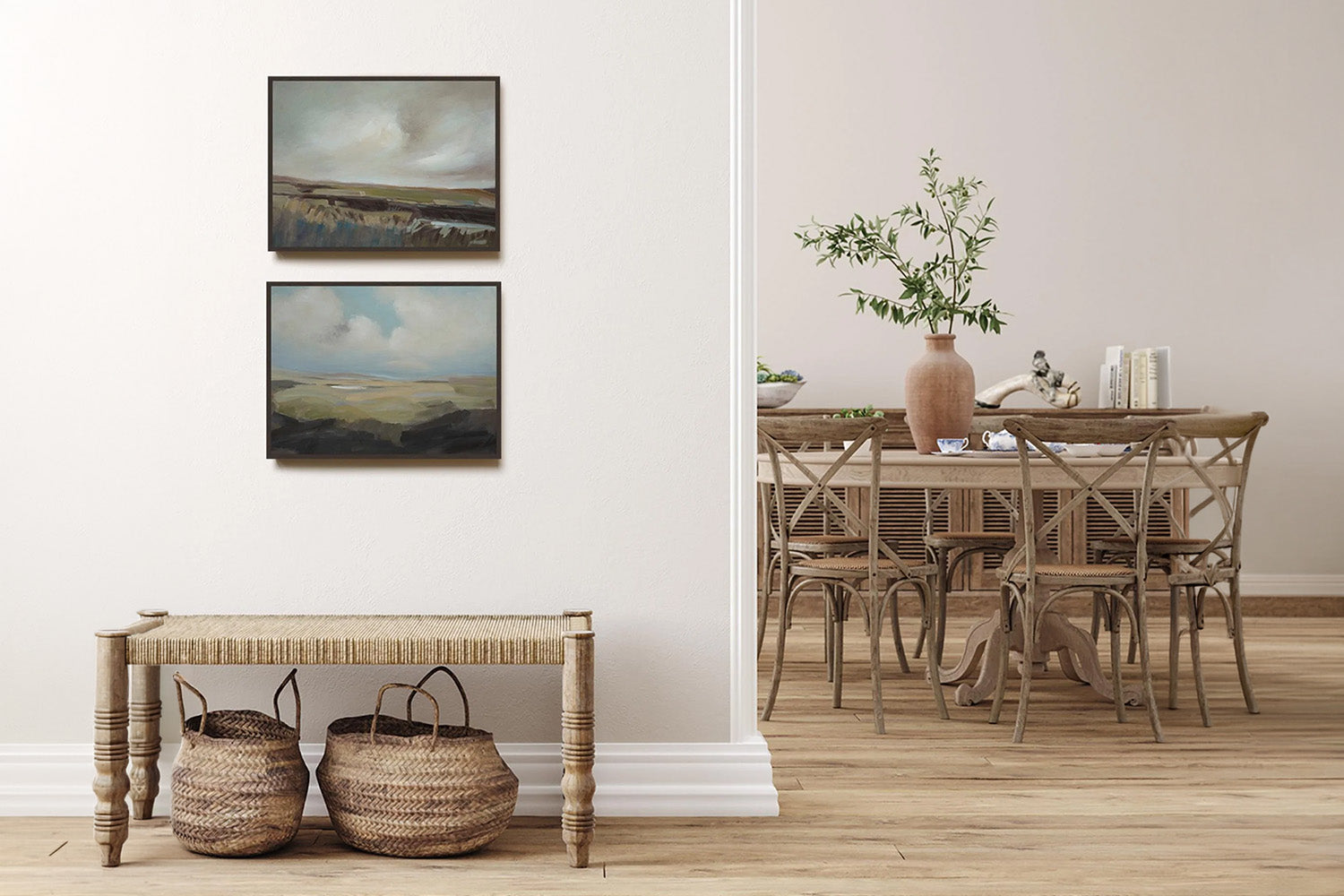 Inver 2 Framed Canvas Painting - Charlene Lynch | Green/Blue | 61 x 46 cm | Set of 2-2