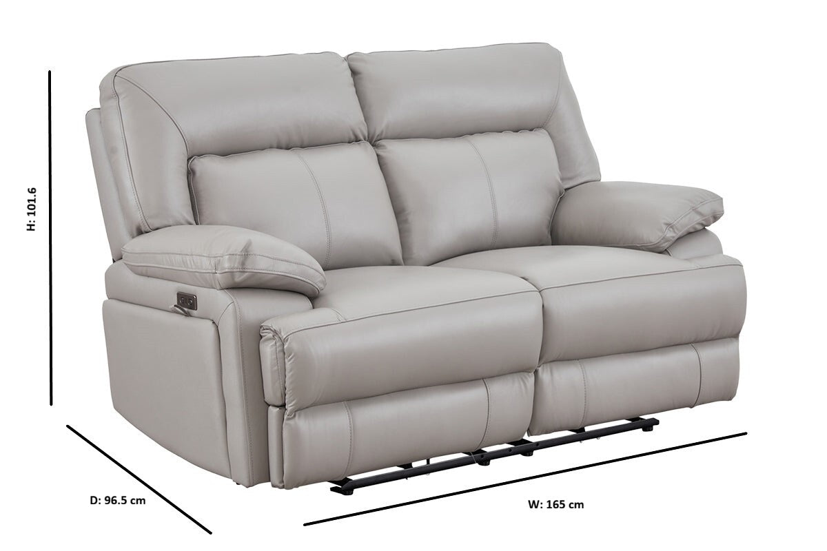 Rea 2 Seater Sofa | Leather | Grey-2