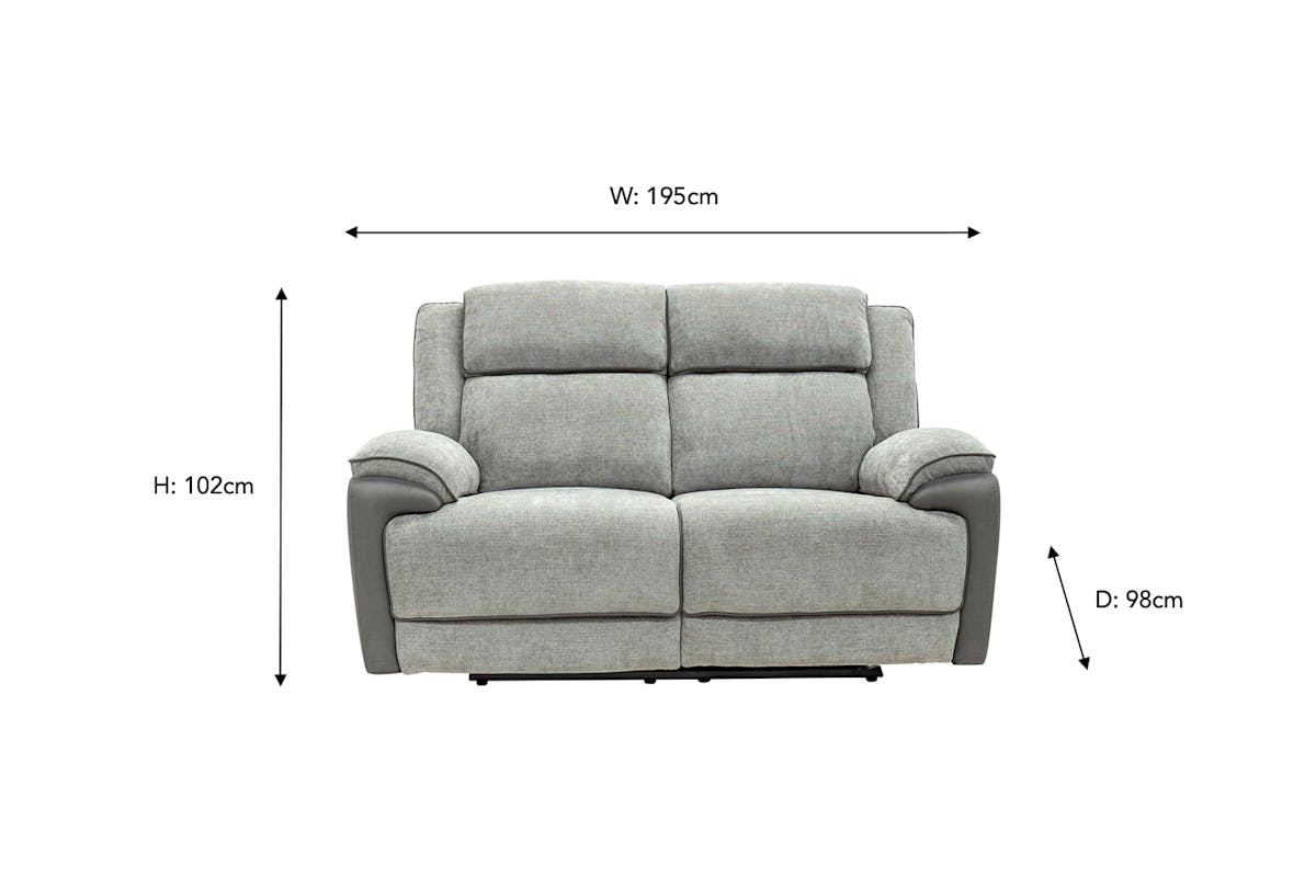 Marley 2 Seater Sofa | Power Recliner| Fabric | Grey-2