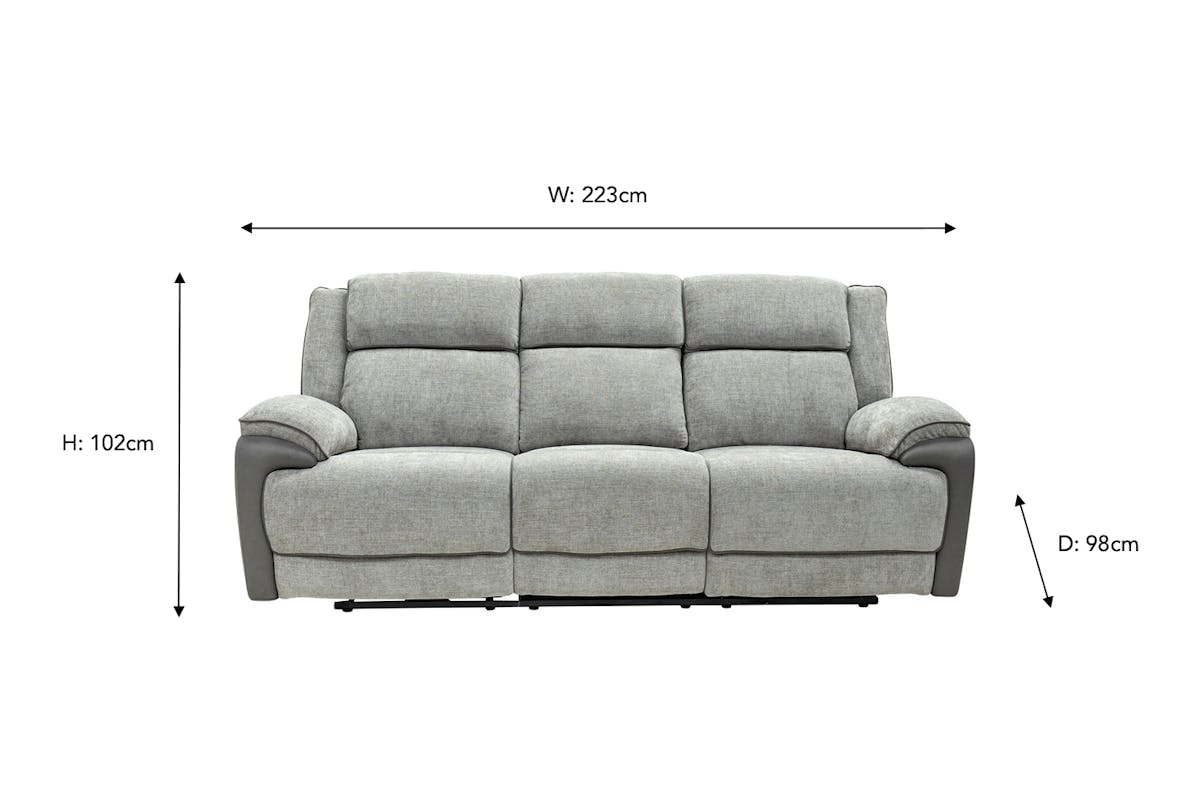 Marley 3 Seater Sofa | Power Recliner | Fabric | Grey-2