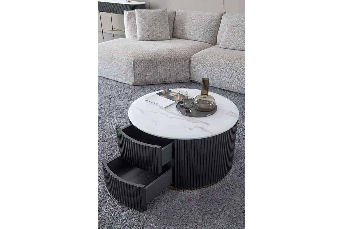 Kolbi Coffee Table | 2 Drawer | White-3