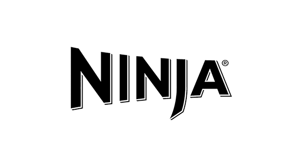 Ninja logo in black on a white background