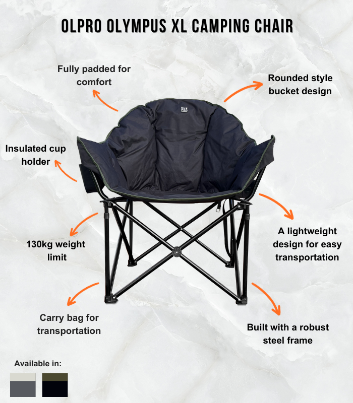 Olympus Xl Camping Chair | Steel Frame | Black & Green-3