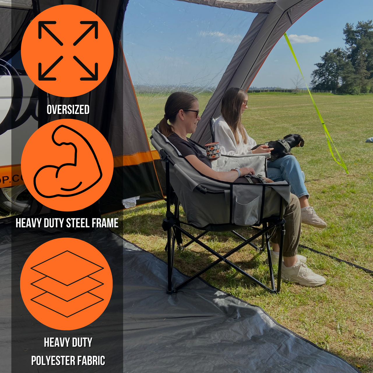 Olympus Xl Camping Chair | Grey Charcoal | Steel Frame-4