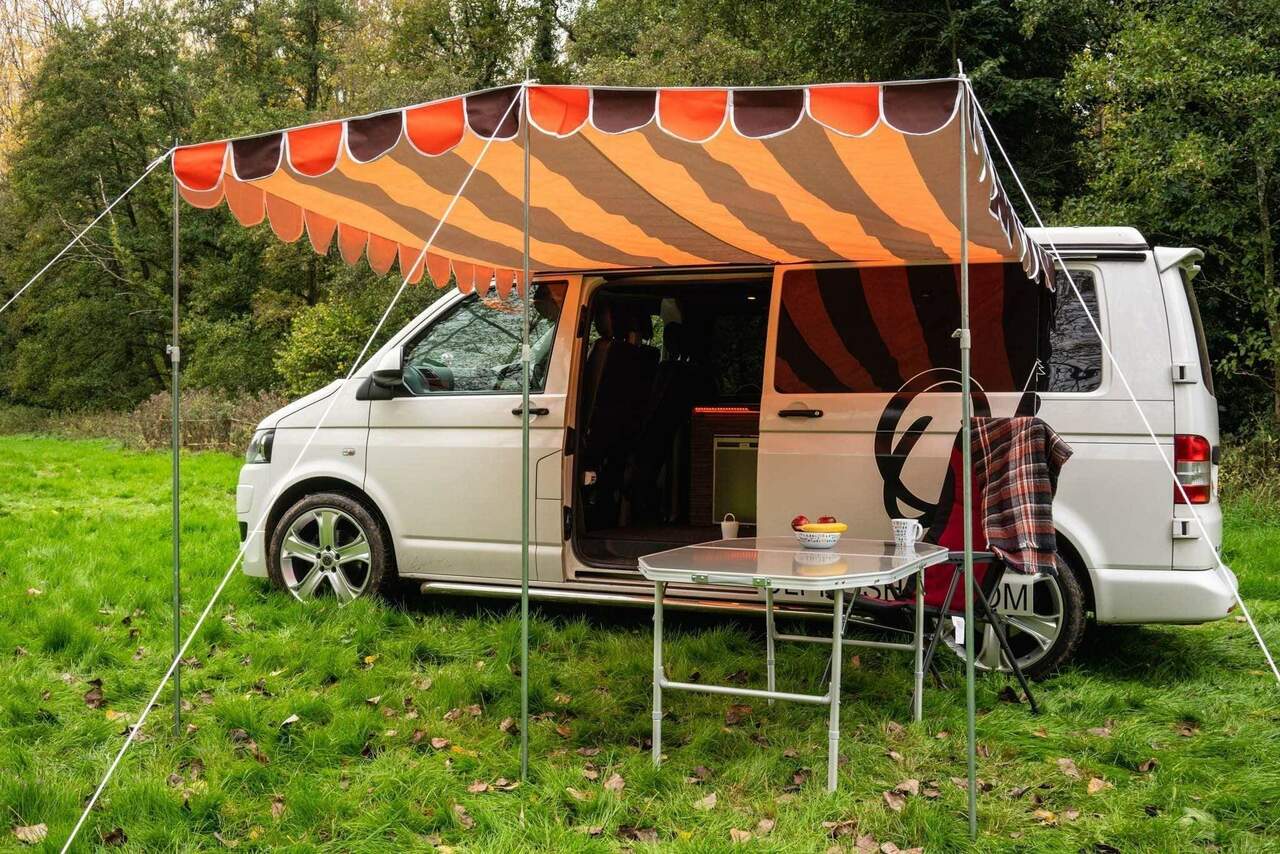 Retro Campervan Shade Canopy | Olpro | Orange Brown | Large-3