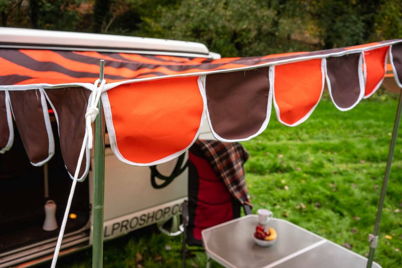 Retro Campervan Shade Canopy | Olpro | Orange Brown | Large-2