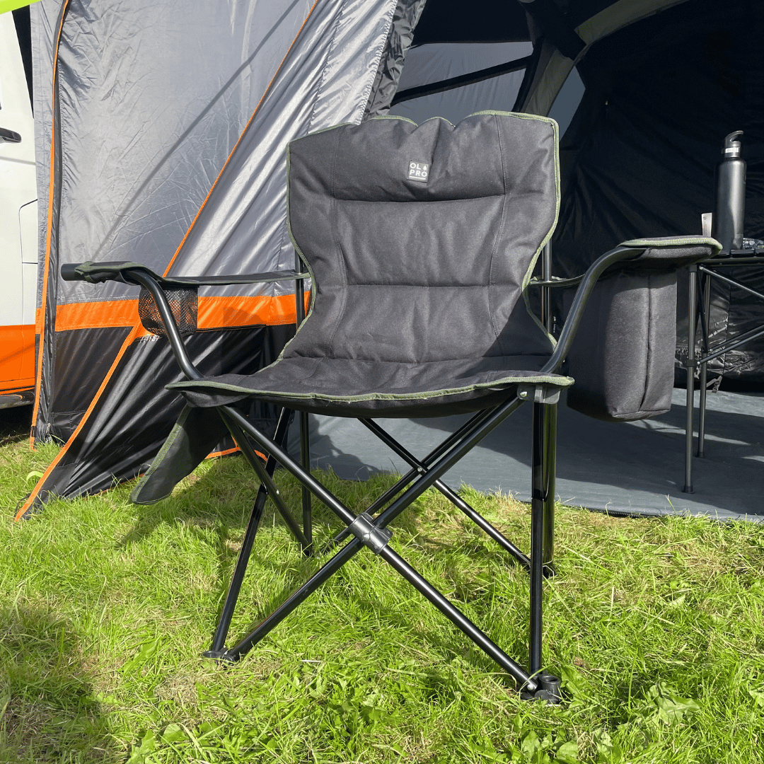 Henwick Padded Folding Camp Chair | Camping Furniture | Steel Frame | Black And Green-3