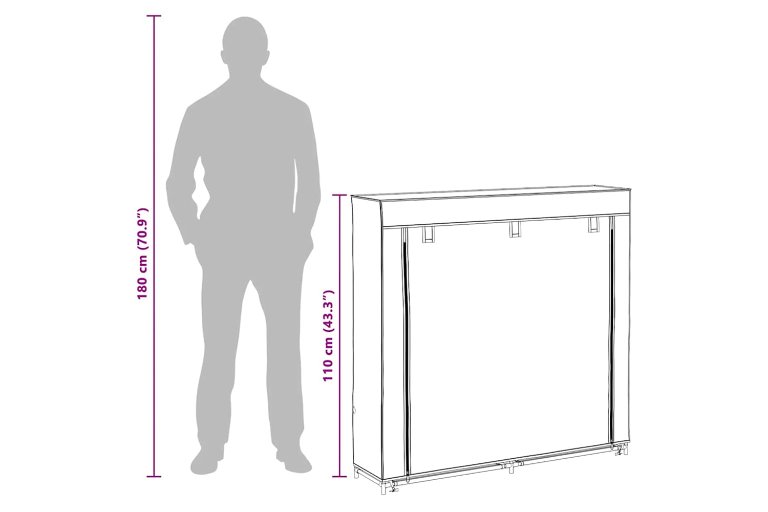 vidaXL 282434 Shoe Cabinet With Cover Grey 115x28x110cm Fabric-9