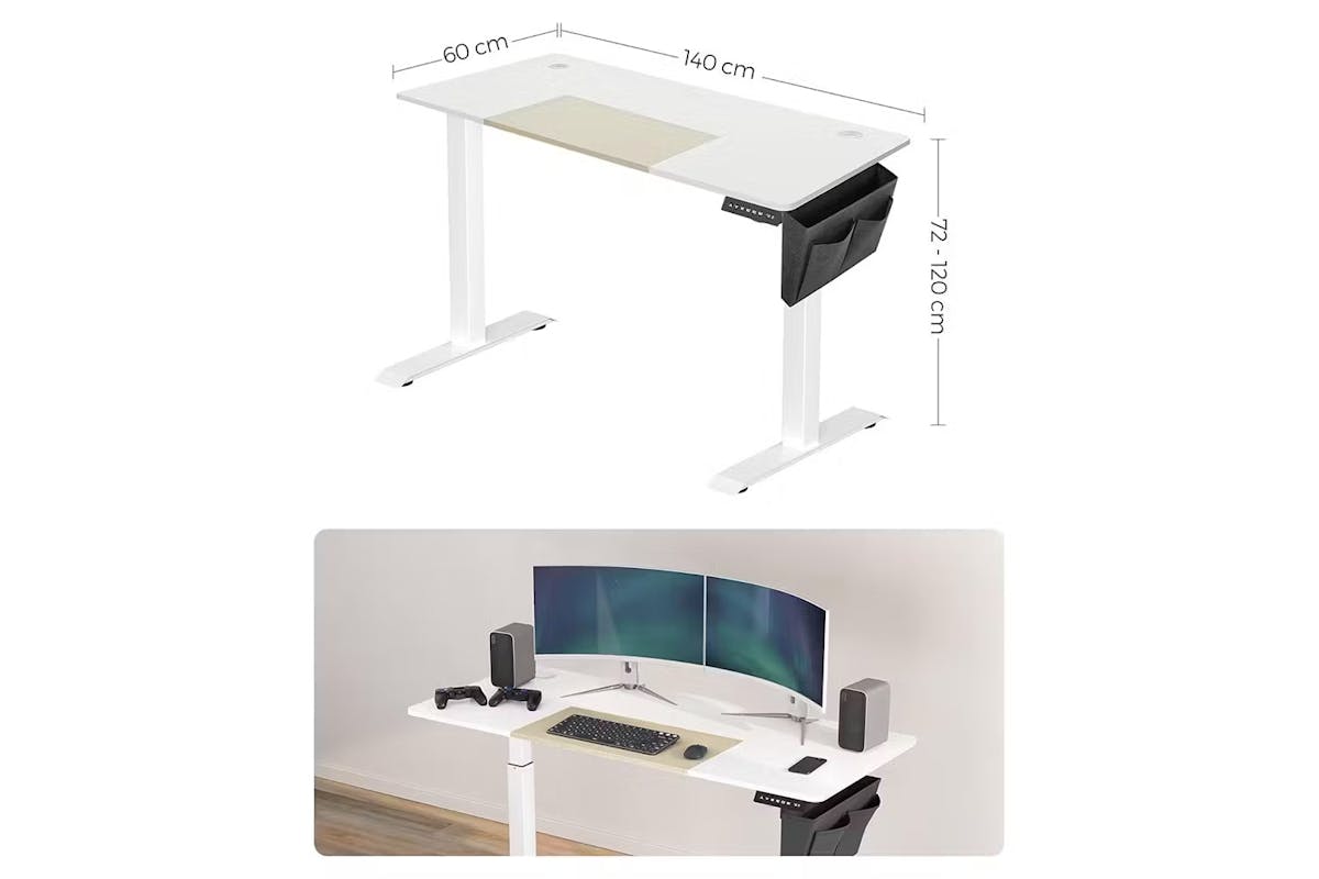 Songmics Office Desk | Adjustable Height | White [Ex-Display - DC250587-000220]-6