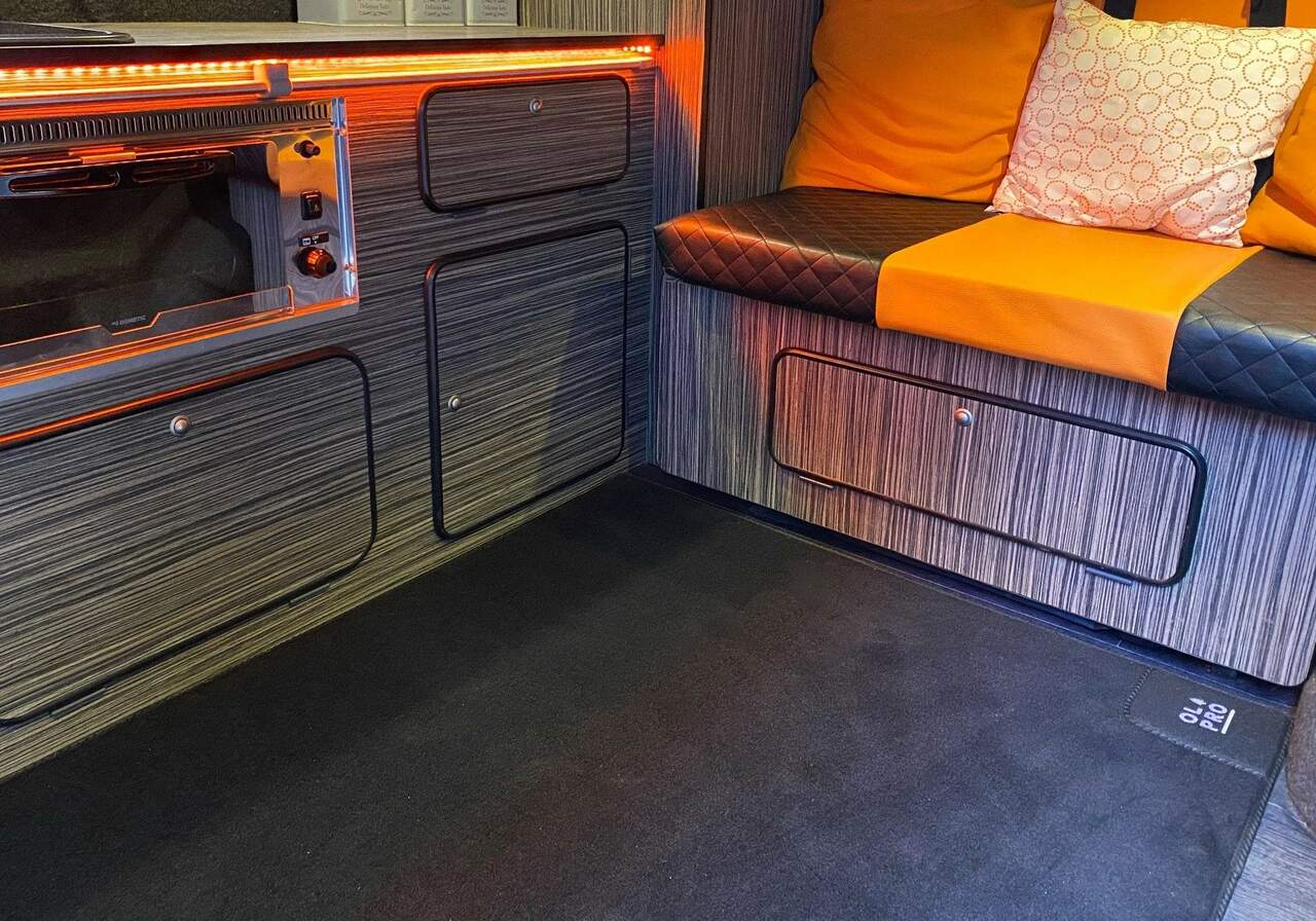 Black Rear Campervan Living Area Carpet | Woven Mat | Black | 1000mm X 1000mm-2
