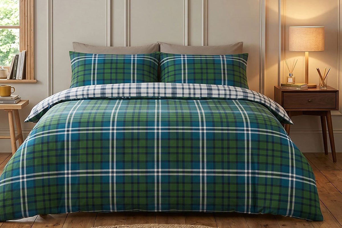 So Soft | Ross Check Duvet Cover Set | Green | King