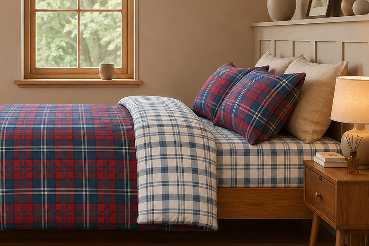 So soft | Ross Check Duvet Cover Set | Red | Double-3