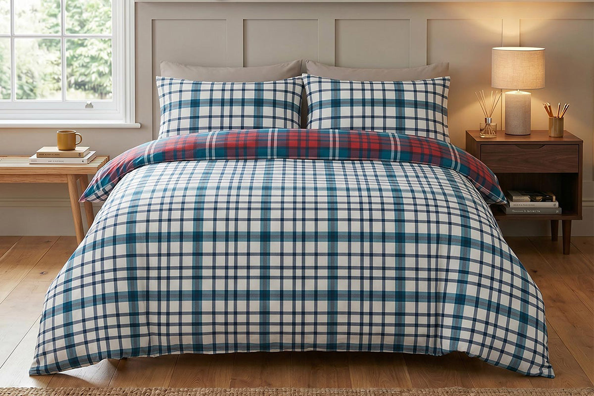 So Soft | Ross Check Duvet Cover Set | Red | King-4