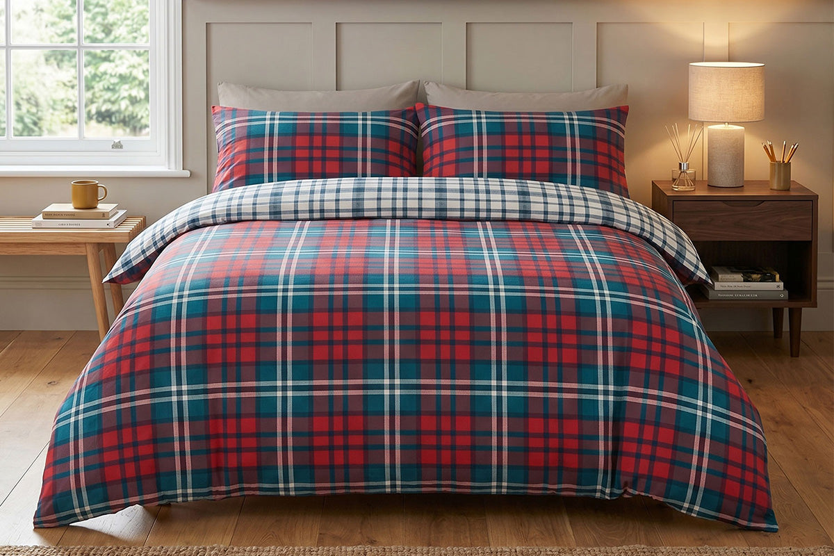 So Soft | Ross Check Duvet Cover Set | Red | King