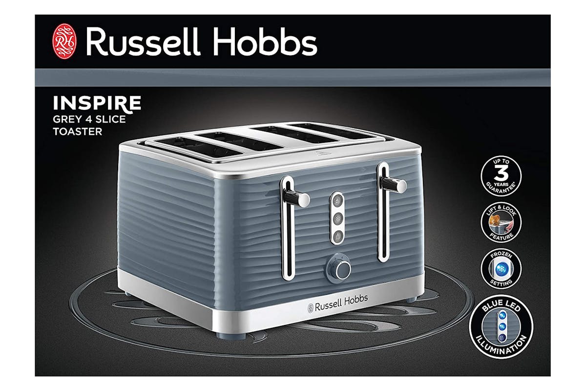 Russell Hobbs Inspire 4 Slice Toaster | 24383 | Grey-6