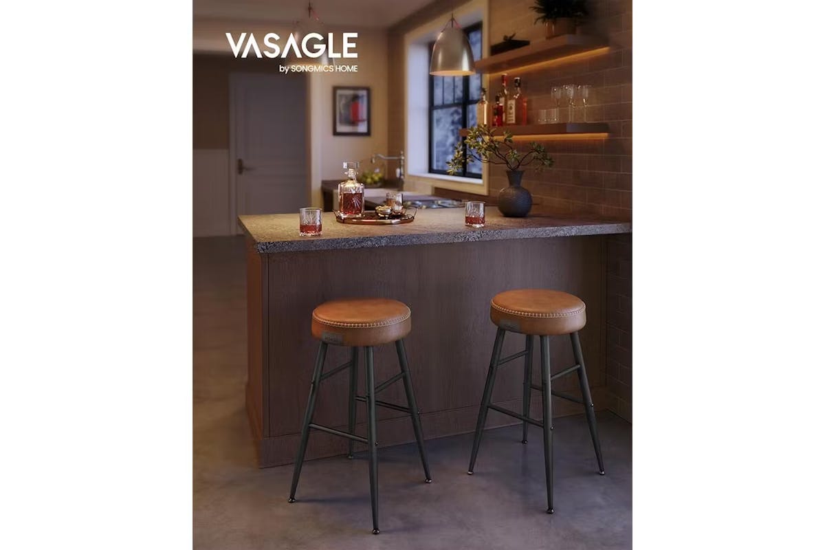 Vasagle Echo Collection Bar Stools | Set of 2 | Caramel Brown [Ex-Display - DC250587-000015]-2