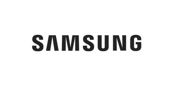 Samsung logo in black on a white background