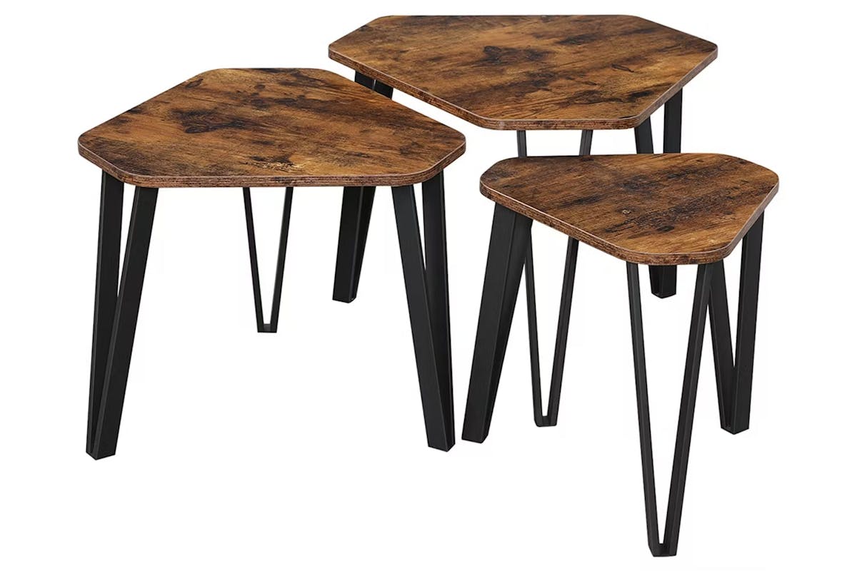 Vasagle Nesting Coffee Table | Set of 3 | Rustic Brown/Black [Ex-Display - DC250587-000128]