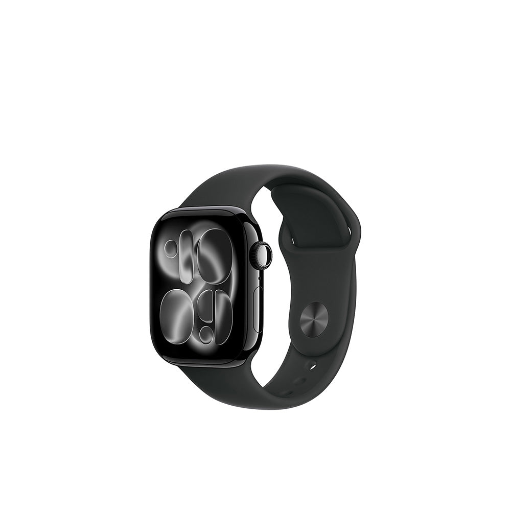 Black smartwatch on a white background